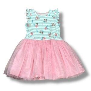 Tommy Bahama Floral Striped Pink Kids Princess Dress Girls Size Medium Tulle